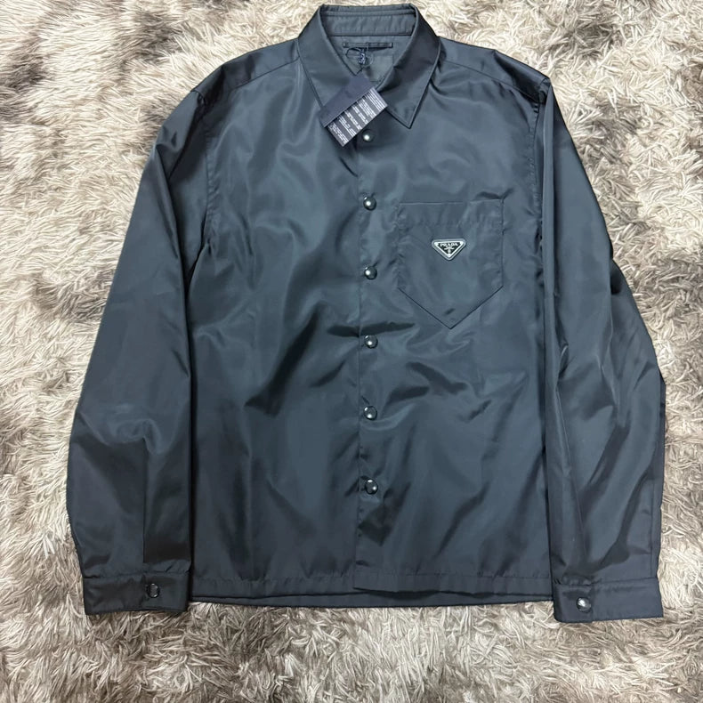 Prada Re-Nylon Triangle Logo Shirt Jacket