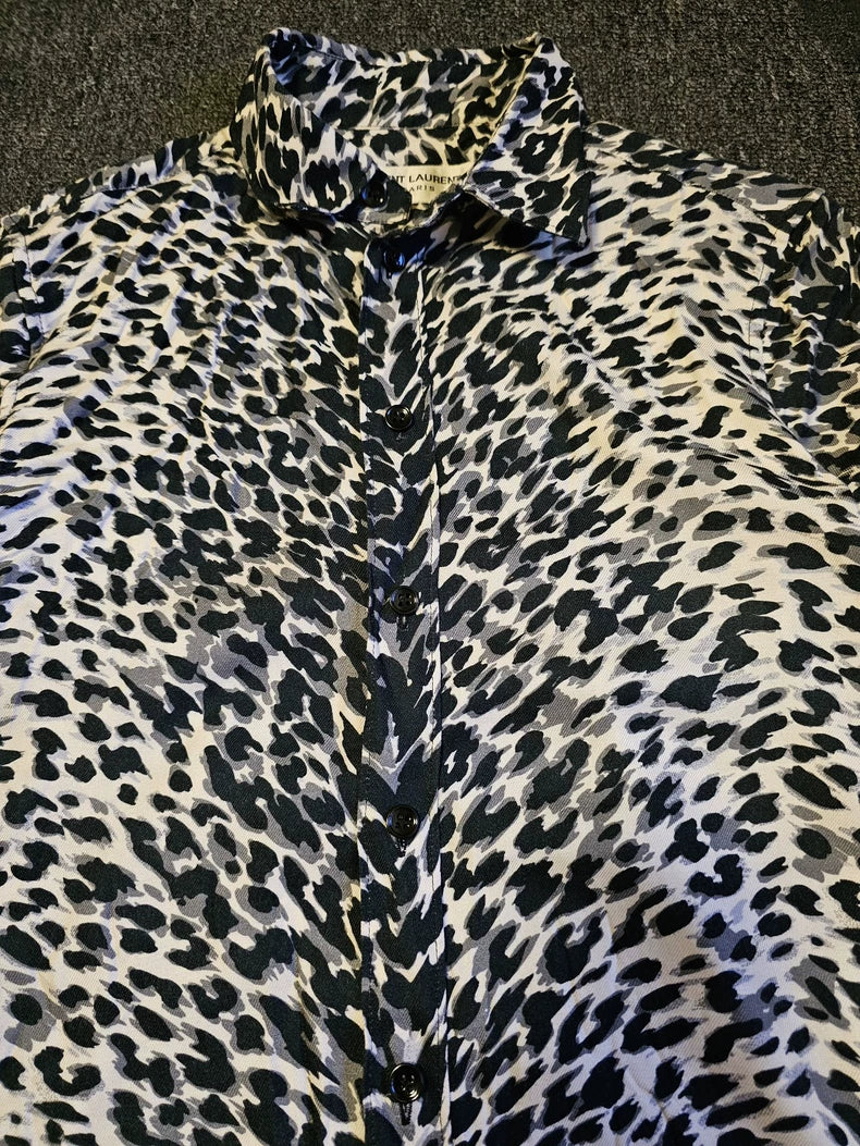 Saint Laurent Leopard Print Button-Up Shirt-yf