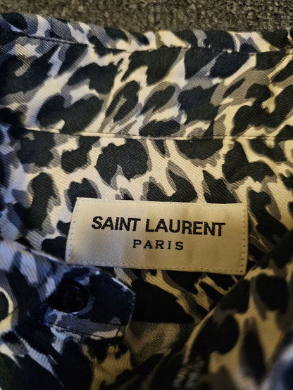 Saint Laurent Leopard Print Button-Up Shirt-yf