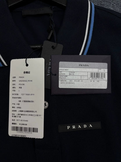 Prada Navy Blue Polo Shirt Size L