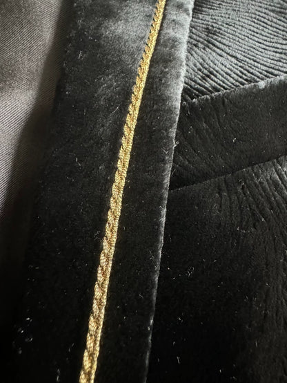 Saint Laurent Velvet Blazer with Gold Trim
