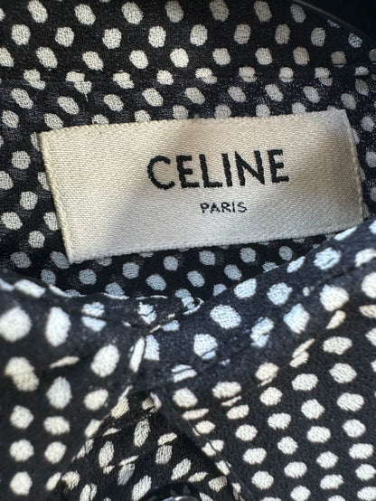 Celine Black and White Polka Dot Shirt