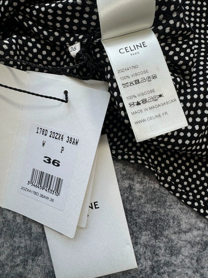 Celine Black and White Polka Dot Shirt