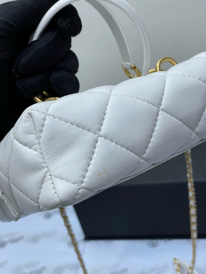 Chanel White Leather Chain Bag