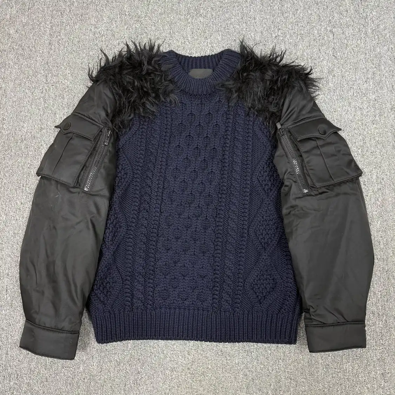 Prada Men's Blue Cotton Knit Sweater