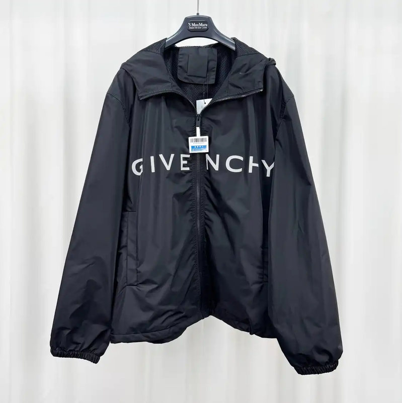 Givenchy Men's Long Sleeve Black Logo Jacket 0089