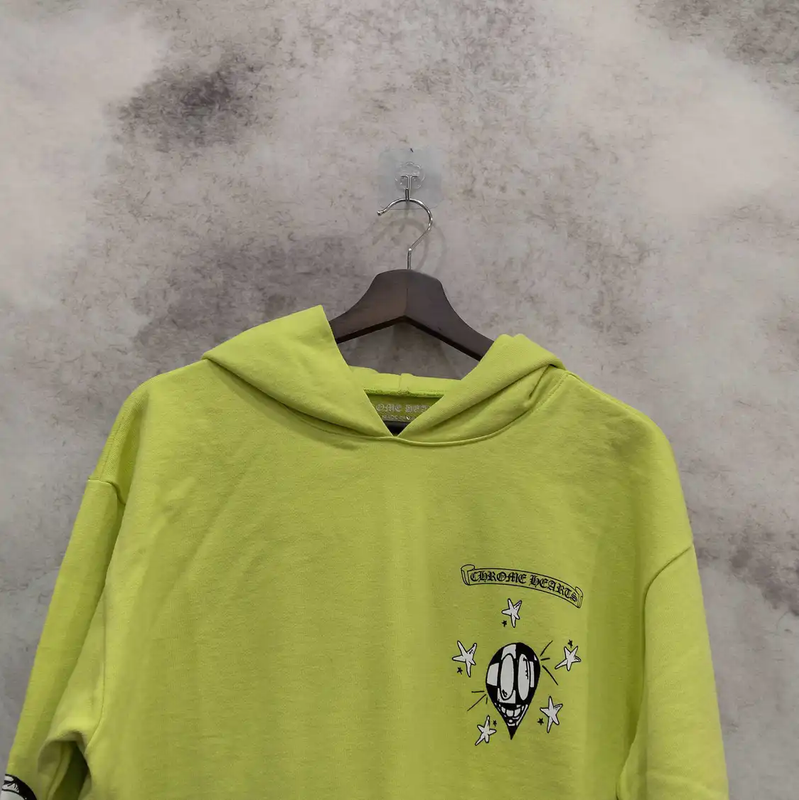 Chrome Hearts Men's Fluorescent Green Long Sleeve Hoodie 0089
