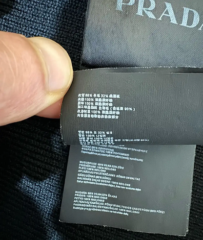 Prada Black Wool Logo Embroidered Down Vest