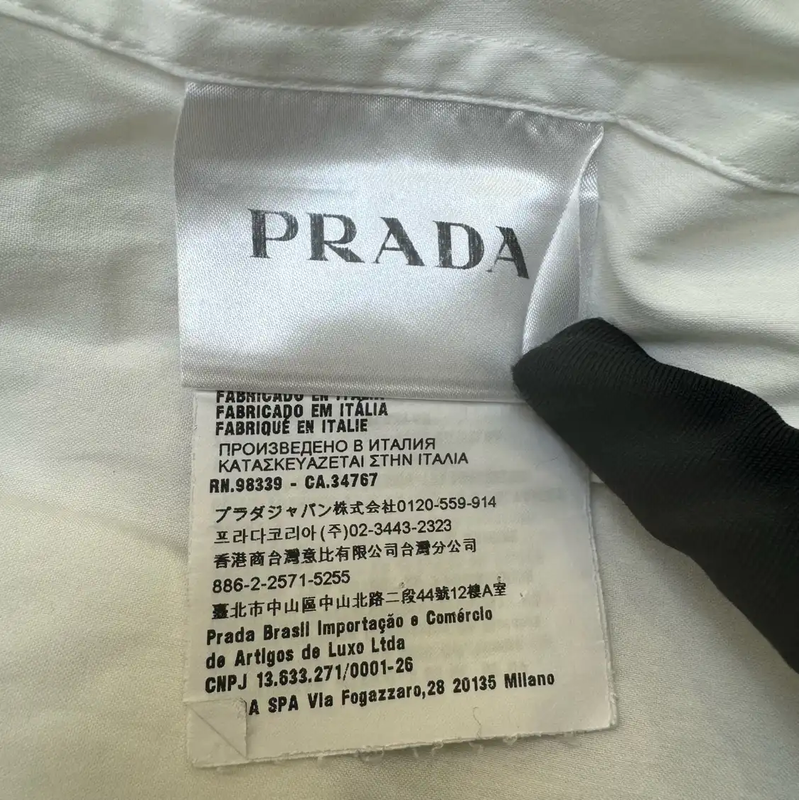 Prada Men's Long Sleeve White Cotton Shirt