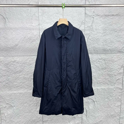Prada Men's Navy Cotton Overcoat
