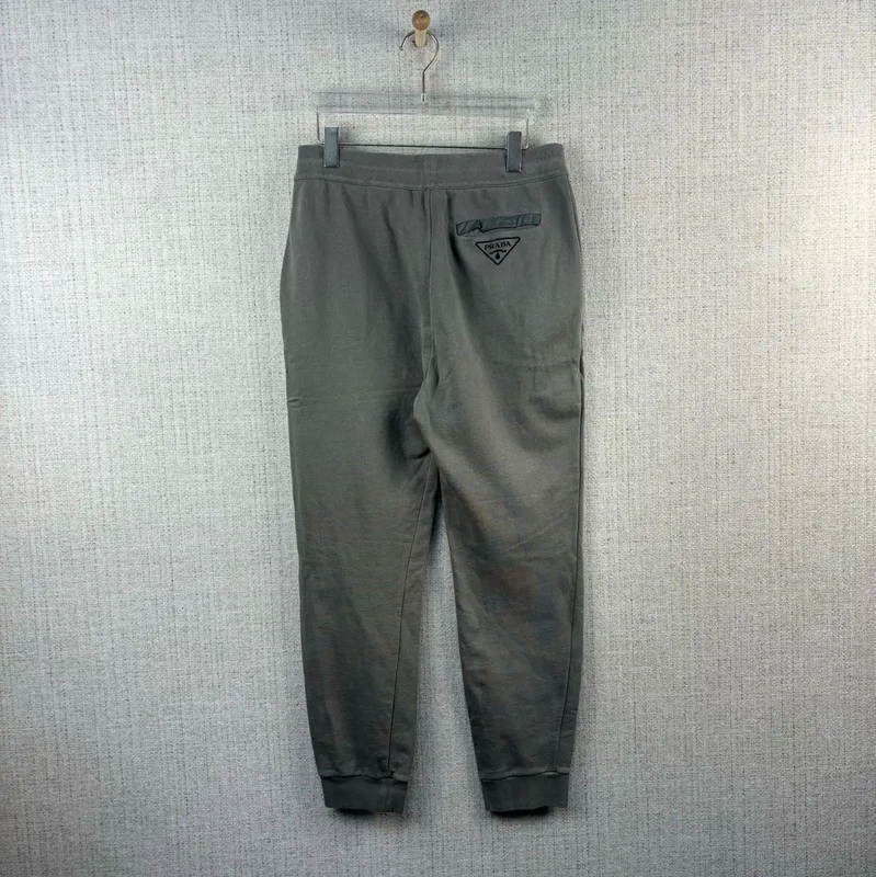 Prada Gray Cotton Logo Sweatpants for Men