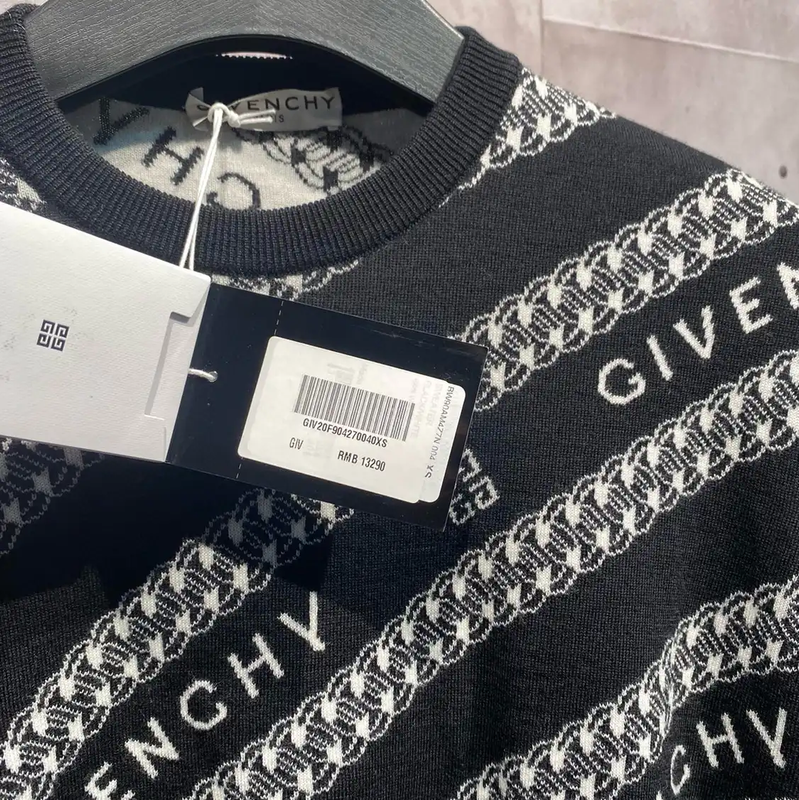 Givenchy Black Wool Printed Long Sleeve Sweater 0089