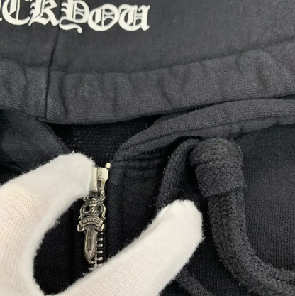 Chrome Hearts Black Cotton Zip-Up Hoodie 0089