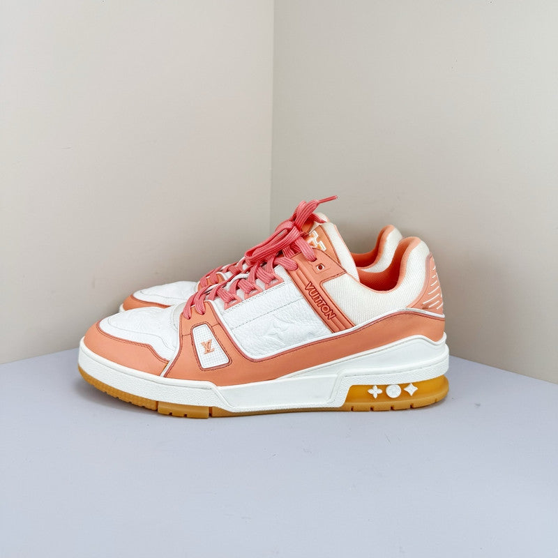 Louis Vuitton Trainer Leather Sneakers in Peach Pink 0079