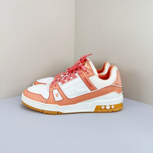 Louis Vuitton Trainer Leather Sneakers in Peach Pink 0079