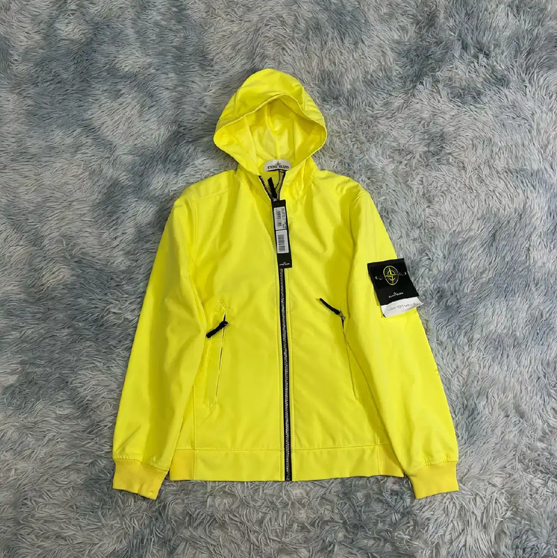 Stone Island Yellow Cotton Hooded Jacket 0089