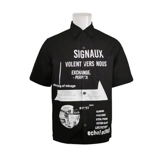 Prada Black Cotton Logo Print Short Sleeve Shirt