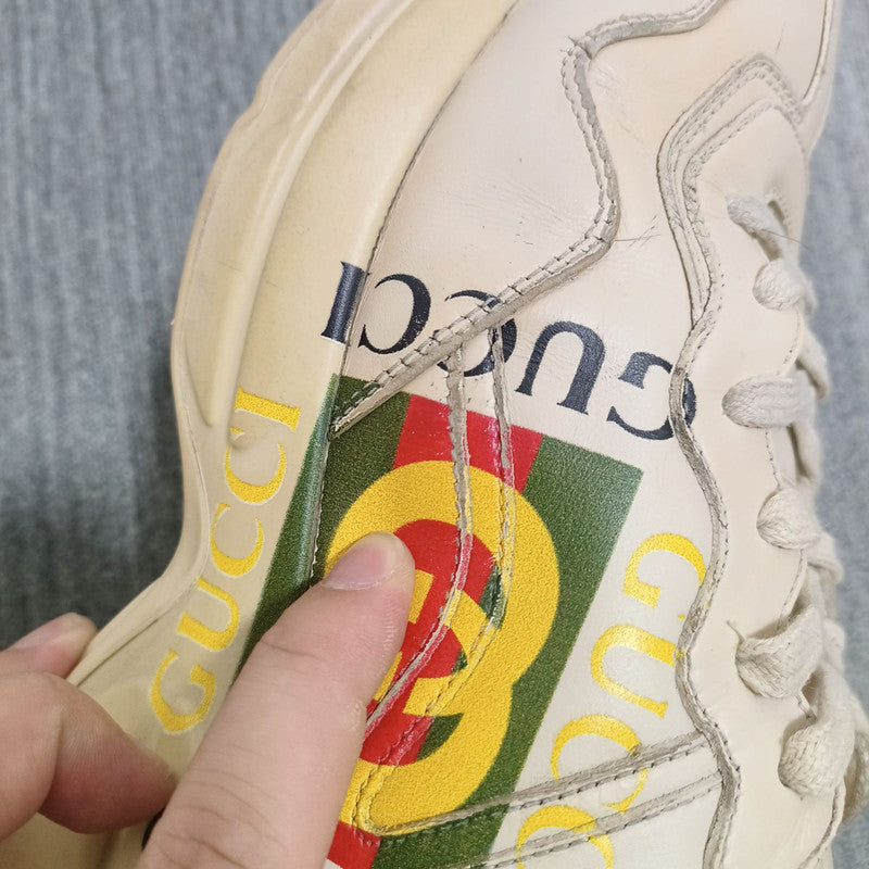 Gucci Rhyton Double G Logo Dad Sneakers in Cream 0079