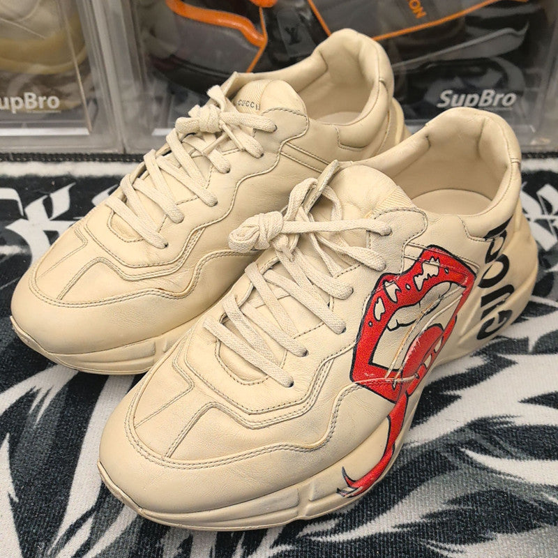 Gucci Rhyton Leather Lips Print Casual Sneakers 0079