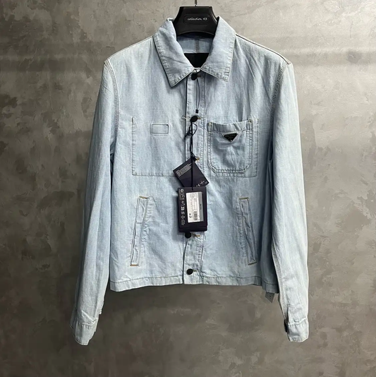 Prada Light Blue Cotton Men's Jacket