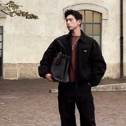 Prada Black Nylon Long Coat for Men