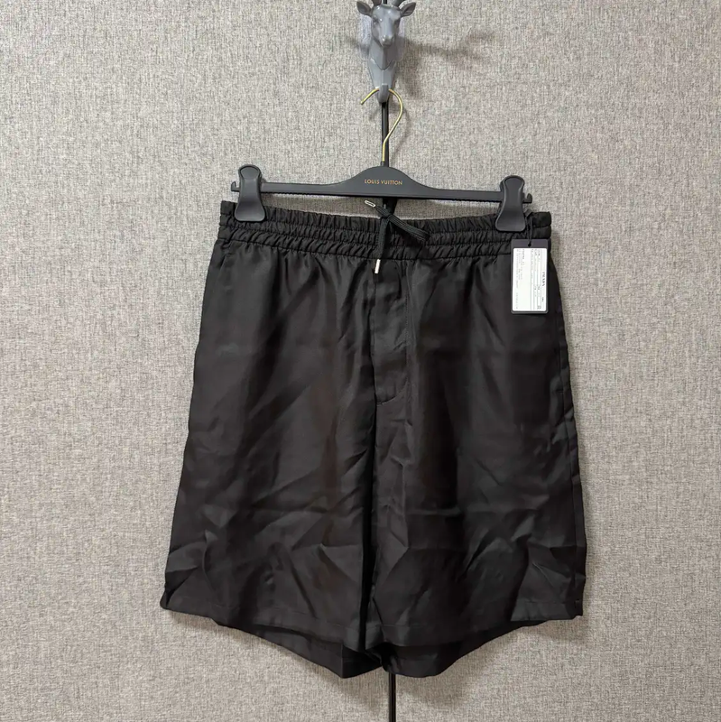Prada Black Silk Logo Print Men's Shorts