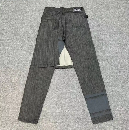 COMME des GARÇONS Gray Denim Logo Casual Pants 0089