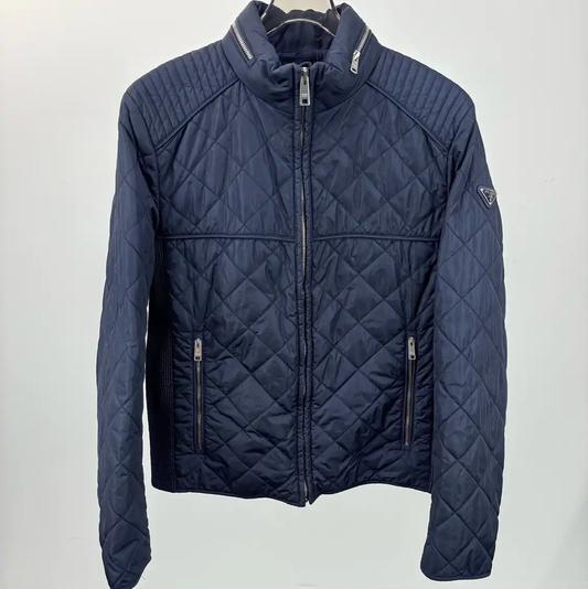 Prada Men's Dark Blue Quilted Down Jacket