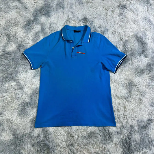 Prada Blue Cotton Men's Polo Shirt