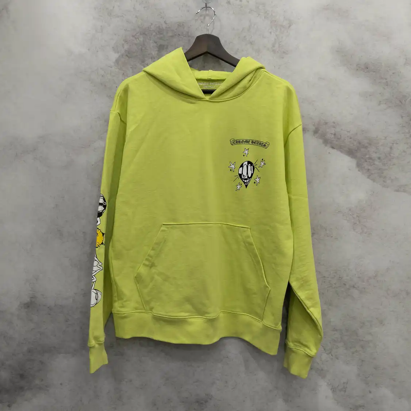Chrome Hearts Men's Fluorescent Green Long Sleeve Hoodie 0089