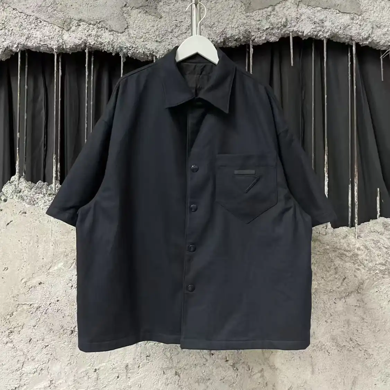 Prada Black Wool Short Sleeve Shirt