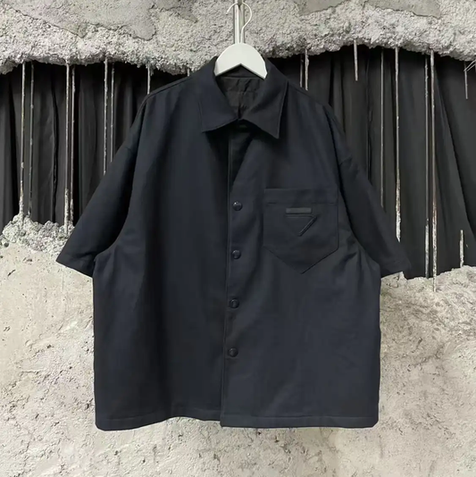 Prada Black Wool Short Sleeve Shirt