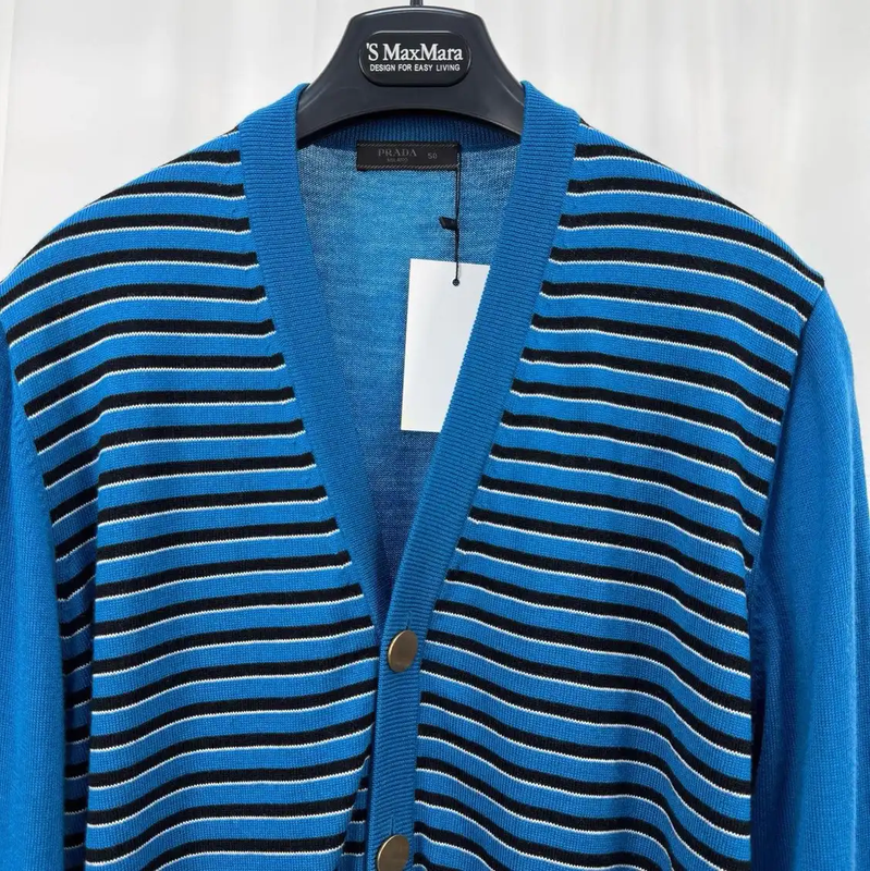 Prada Striped Cardigan in Blue for Men