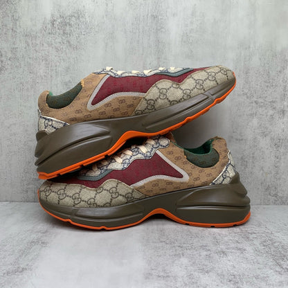 Gucci Rhyton Low Top Dad Sneakers in Red Brown 0079