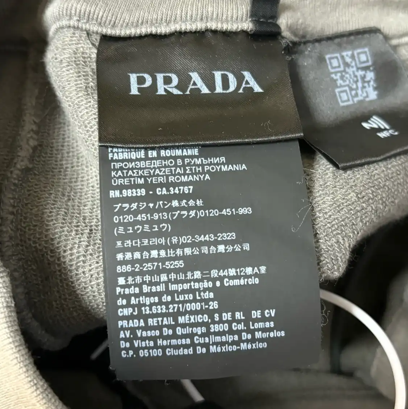 Prada Gray Cotton Logo Sweatpants for Men