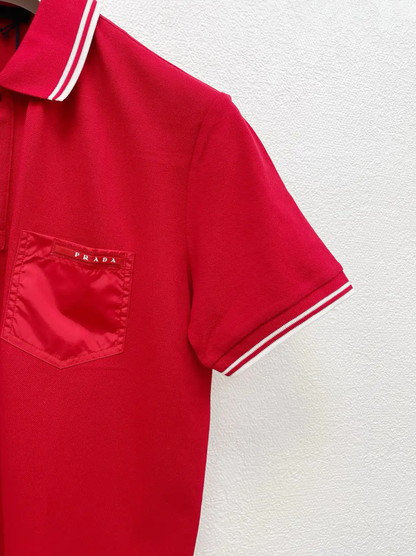 Prada Red Short Sleeve Cotton Polo Shirt
