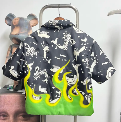Prada Black Short Sleeve Shirt with Unique Print