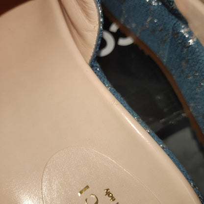 Gucci Blue and Brown Platform Slides 0079