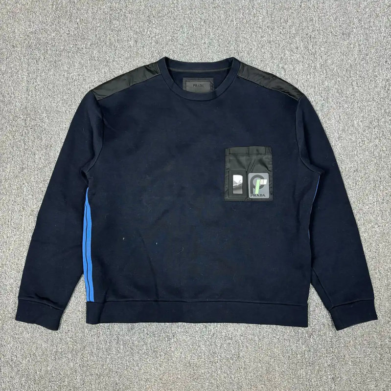 Prada Cotton Sweatshirt in Navy Blue for Men