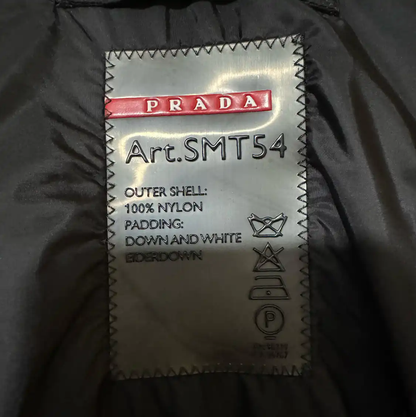 Prada Black Wool Logo Embroidered Down Vest