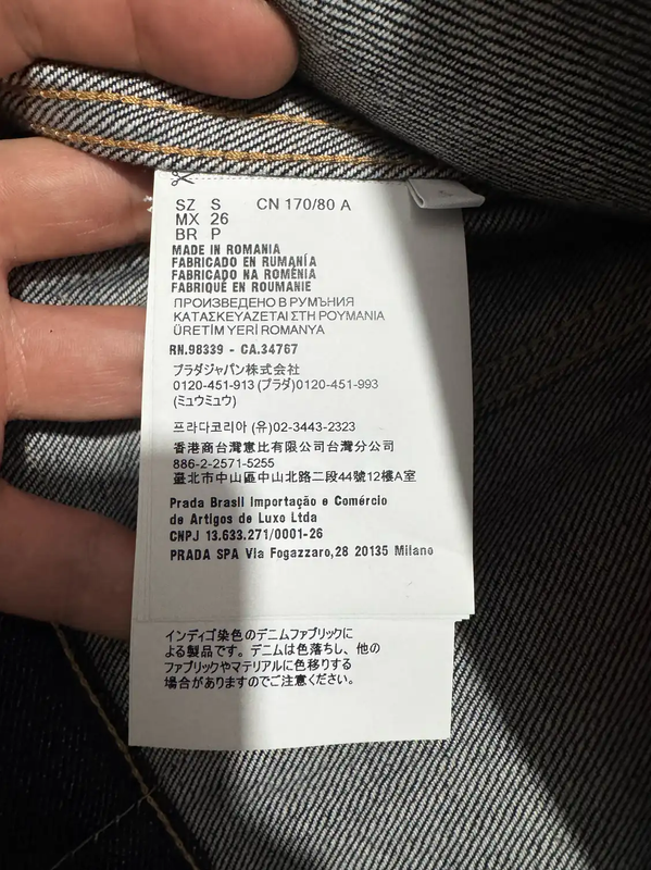 Prada Black Gray Cotton Logo Embroidered Jacket