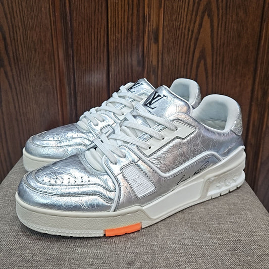 Louis Vuitton Metallic Silver Trainer Sneakers 0079