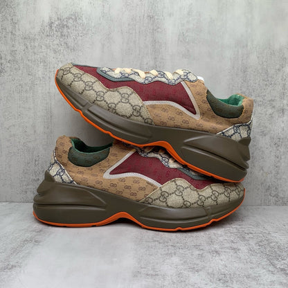 Gucci Rhyton Low Top Dad Sneakers in Red Brown 0079