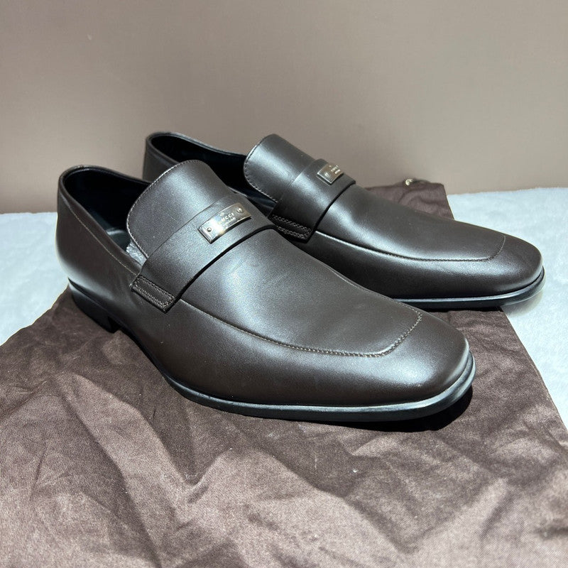 Gucci Brown Leather Slip-On Shoes 0079