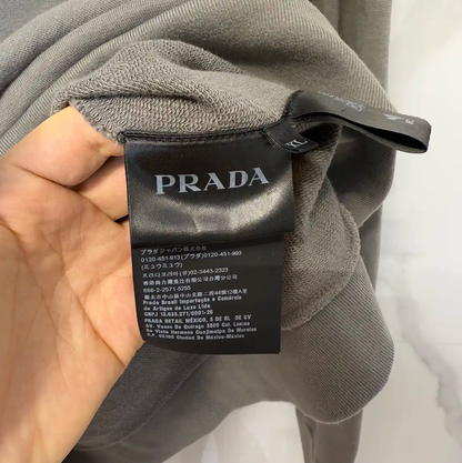 Prada Gray Logo Men's Long Sleeve Hoodie