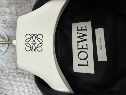 LOEWE Black Leather Embroidered Men's Motorcycle Jacket 0089