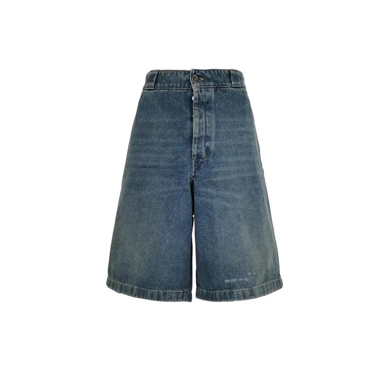 Prada Blue Cotton Embroidered Logo Men's Shorts