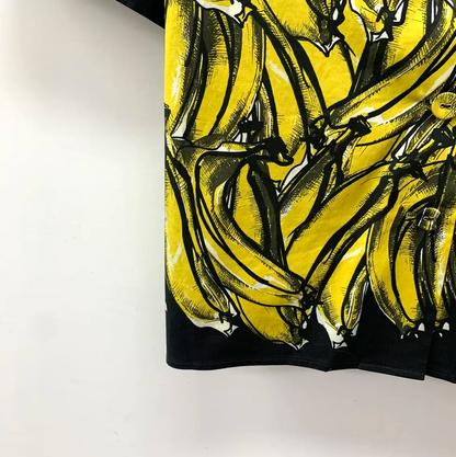 Prada Yellow Banana Print Short Sleeve Shirt