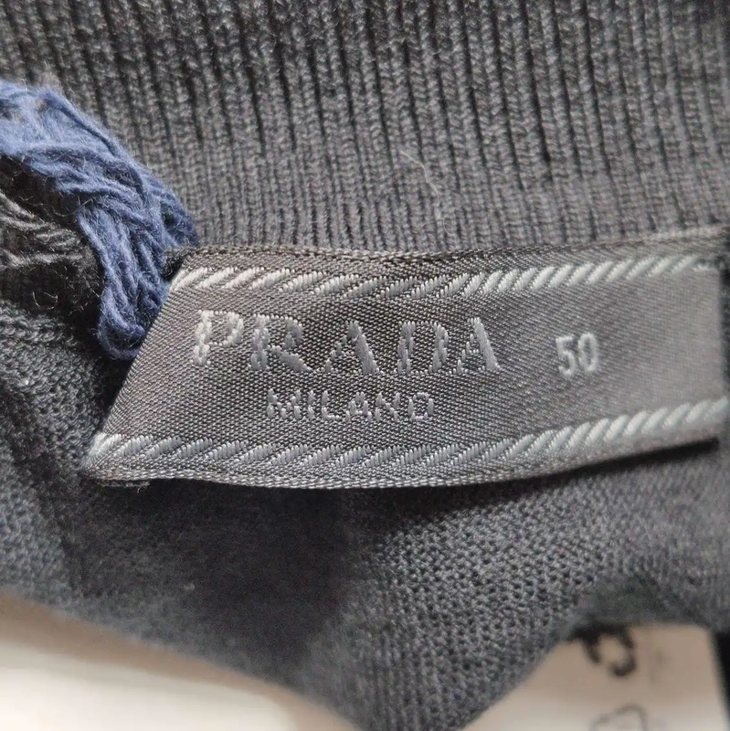 Prada Black Wool Logo Knit Pullover for Men