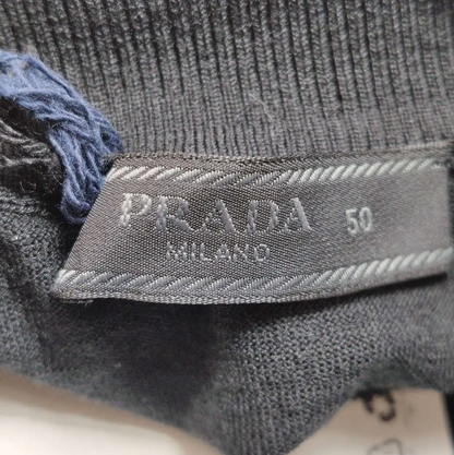 Prada Black Wool Logo Knit Pullover for Men